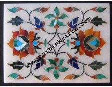 Cornelian stones inlaid marble box-RE3407